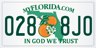 FL license plate 0288JO
