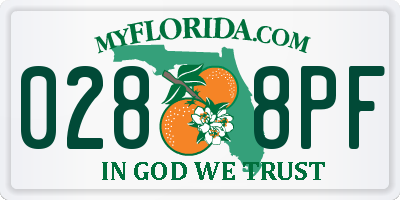 FL license plate 0288PF