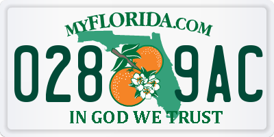 FL license plate 0289AC