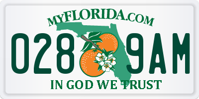 FL license plate 0289AM