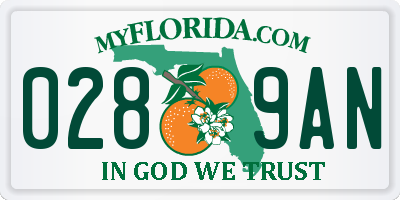 FL license plate 0289AN