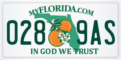 FL license plate 0289AS