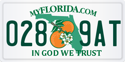 FL license plate 0289AT