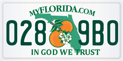 FL license plate 0289BO
