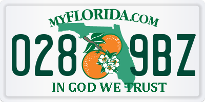 FL license plate 0289BZ