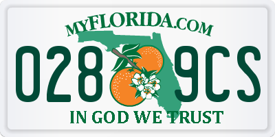 FL license plate 0289CS