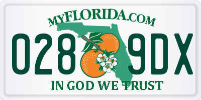 FL license plate 0289DX