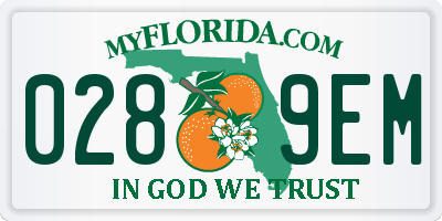 FL license plate 0289EM