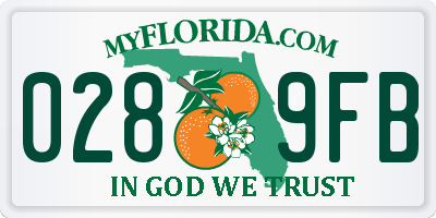 FL license plate 0289FB