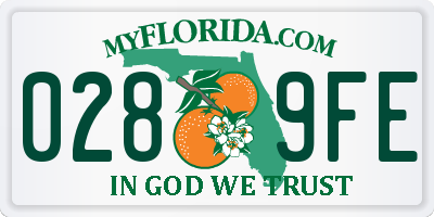FL license plate 0289FE