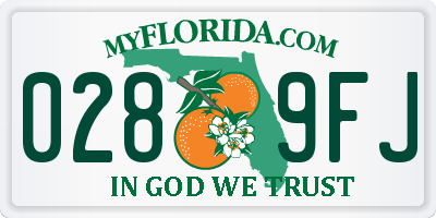FL license plate 0289FJ