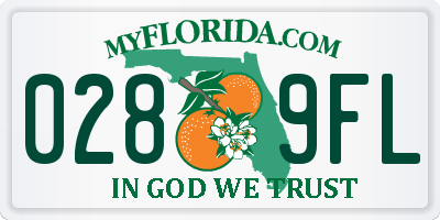 FL license plate 0289FL