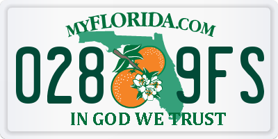 FL license plate 0289FS
