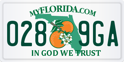 FL license plate 0289GA