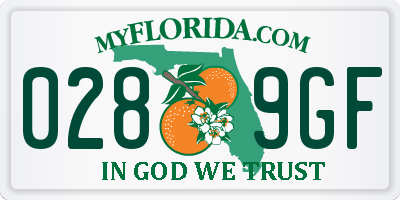 FL license plate 0289GF