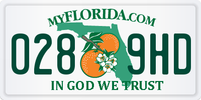 FL license plate 0289HD