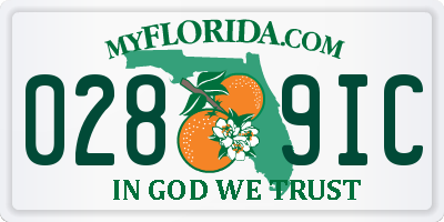 FL license plate 0289IC
