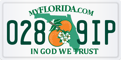FL license plate 0289IP
