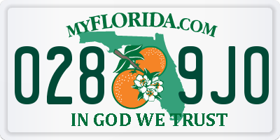 FL license plate 0289JO