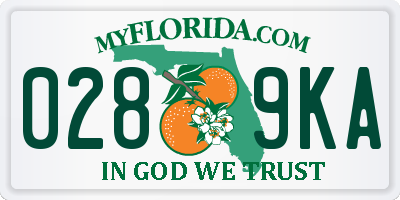 FL license plate 0289KA