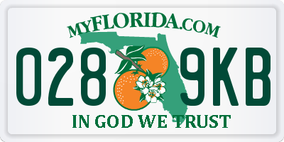 FL license plate 0289KB