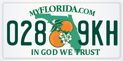 FL license plate 0289KH