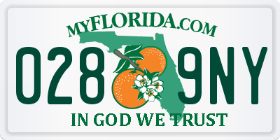 FL license plate 0289NY