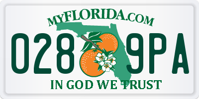 FL license plate 0289PA