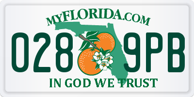 FL license plate 0289PB