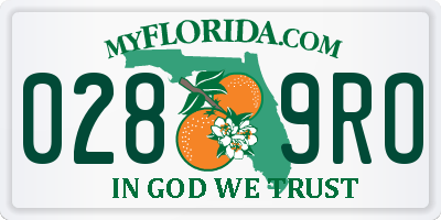 FL license plate 0289RO