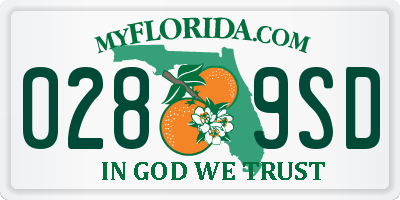 FL license plate 0289SD