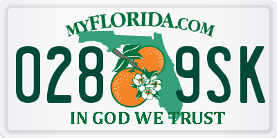 FL license plate 0289SK