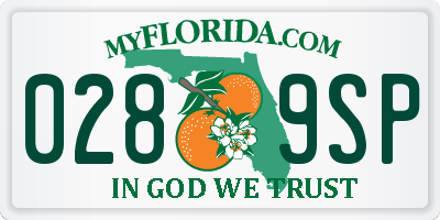 FL license plate 0289SP