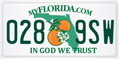 FL license plate 0289SW
