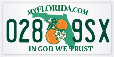 FL license plate 0289SX