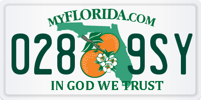 FL license plate 0289SY