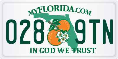 FL license plate 0289TN