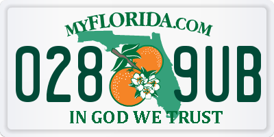 FL license plate 0289UB