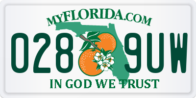 FL license plate 0289UW