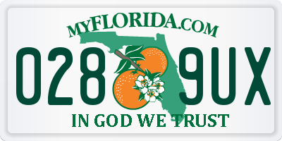FL license plate 0289UX