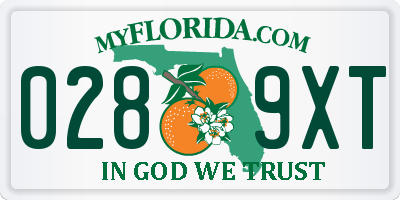 FL license plate 0289XT