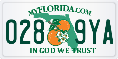 FL license plate 0289YA
