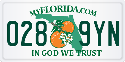 FL license plate 0289YN