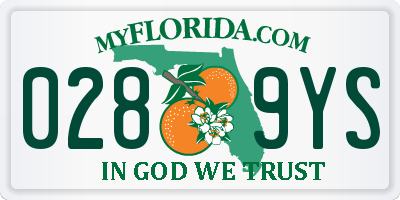 FL license plate 0289YS