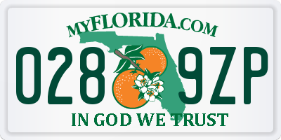 FL license plate 0289ZP