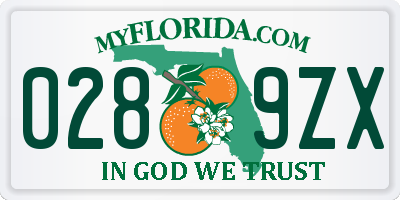 FL license plate 0289ZX
