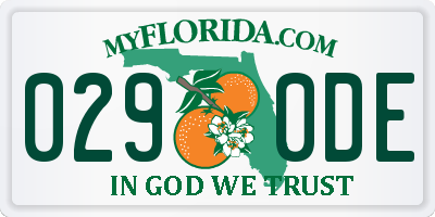 FL license plate 0290DE