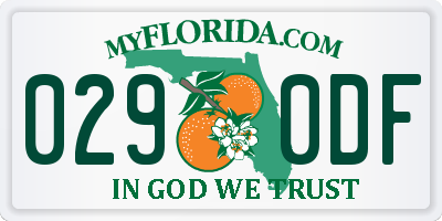FL license plate 0290DF