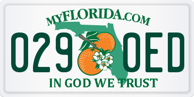 FL license plate 0290ED