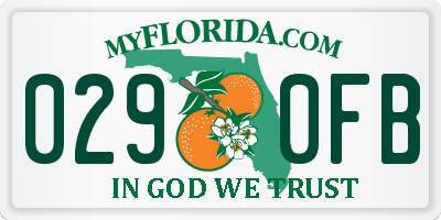 FL license plate 0290FB